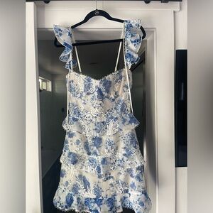 V. Chapman Blue and White Floral Mini Dress